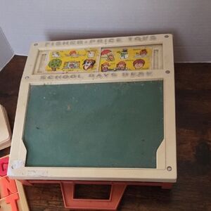Vintage 1972 Fisher Price School Days Desk with Letters Card & Numbers #176